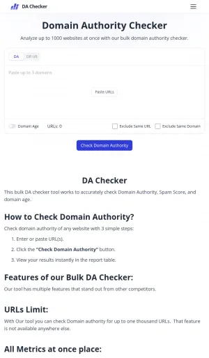 Bulk Domain Authority Checker for SEO screenshot