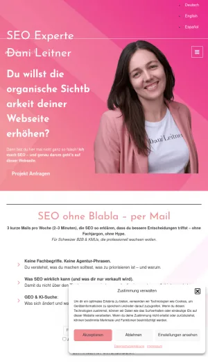 Dani Leitner SEO Consulting in Zurich screenshot