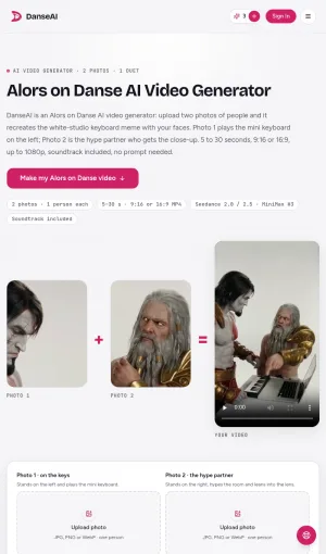 DanseAI Meme Video Generator from Two Photos screenshot