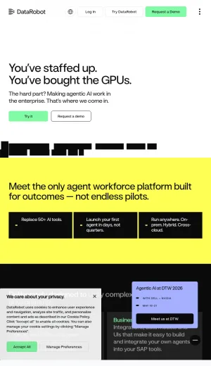 DataRobot Enterprise AI Agent Workforce Platform screenshot