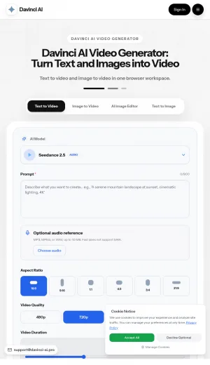 Davinci AI Video Generator screenshot