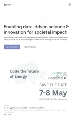 Swiss Data Science Center for Research and Innovation screenshot