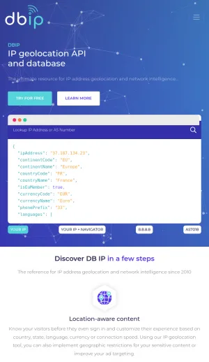 DB-IP IP Geolocation API and Database Services screenshot