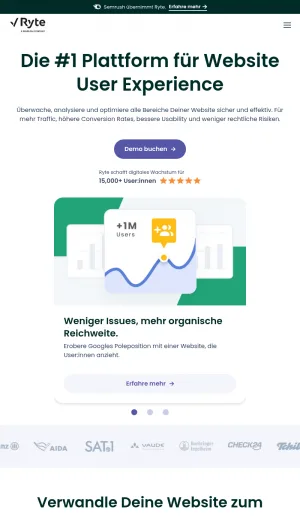 Ryte Website User Experience and SEO Optimization Platform screenshot