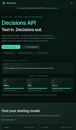 Decisions API for Text Classification and Routing screenshot