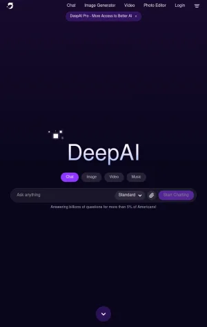 DeepAI: Creative AI Tools and Custom AI Services screenshot