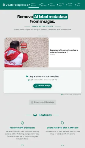 AI and Image Metadata Cleaner for Photos screenshot