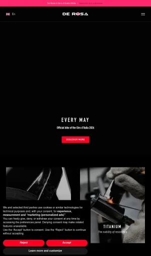 De Rosa Official Cycling and Bicycle Brand screenshot