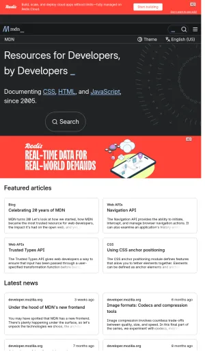 MDN Web Docs for Web Development screenshot