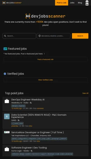 DevJobsScanner Developer Job Search screenshot