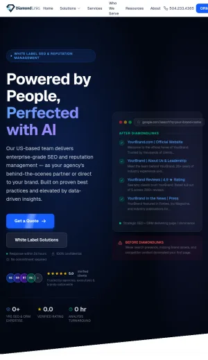 DiamondLinks SEO and Online Reputation Management Agency screenshot