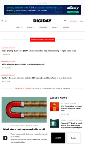 Digiday Media and Marketing News screenshot