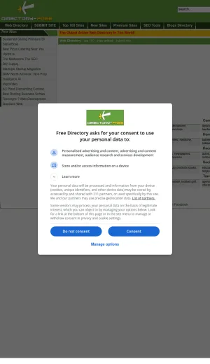 Free Web Directory for Category Listings and Site Submissions screenshot