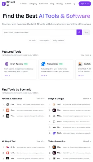 DirHunt AI Tools and Software Reviews screenshot