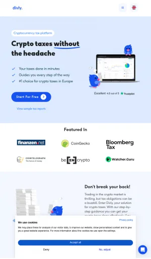 Divly Crypto Tax Calculation and Reporting Software screenshot