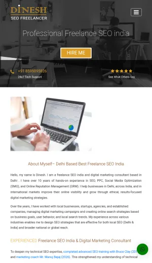 Dinesh SEO Freelancer - Freelance SEO and Digital Marketing Consultant screenshot