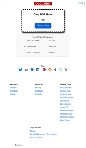 Docuvert PDF to JPG Converter screenshot