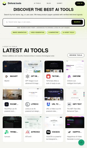 Doforai AI Tools Directory and Product Updates screenshot