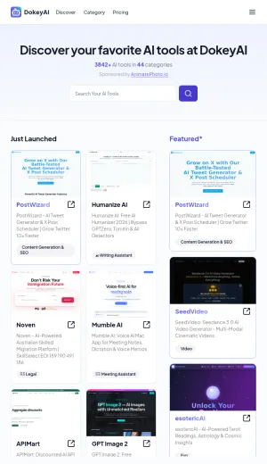 DokeyAI AI Tools and Products Directory screenshot