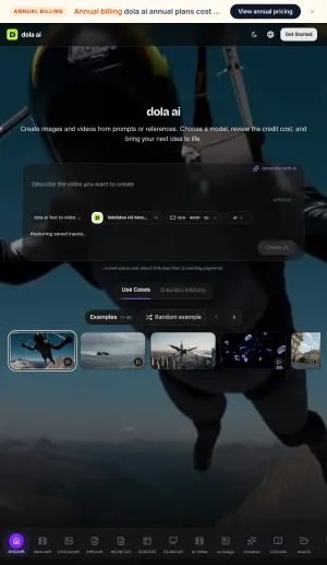 Dola AI Creative Studio and Office Workspace screenshot