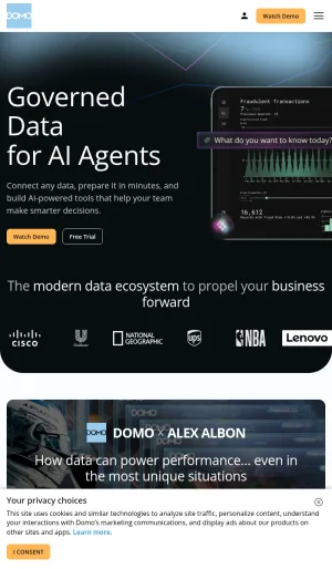 Domo Governed Data and AI Business Intelligence Platform screenshot