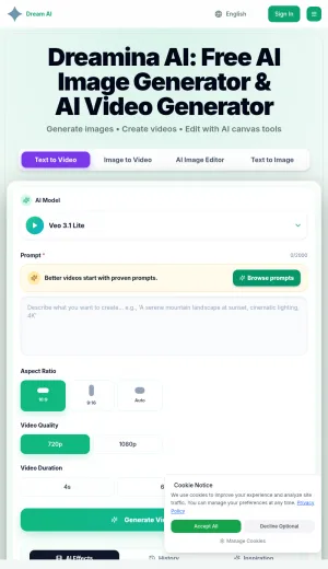 Dreamina AI Image and Video Generation Tool screenshot