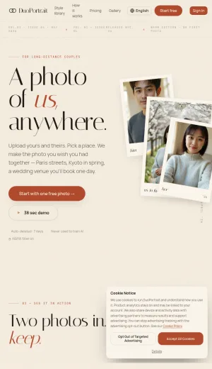 DuoPortrait AI Couple Portrait Generator screenshot