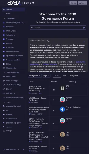 dYdX Community Forum for Protocol Governance and Chain Discussions screenshot