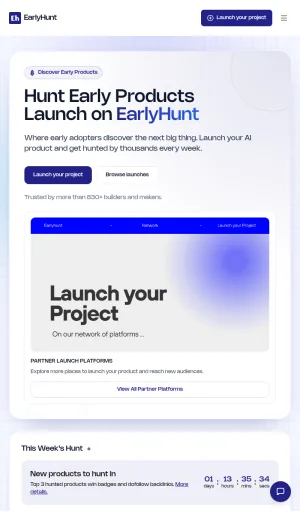 EarlyHunt AI Product Launch Directory screenshot
