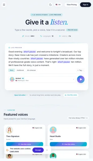 Ease Voice Lab AI Voice Generator and Voice Cloning Studio screenshot