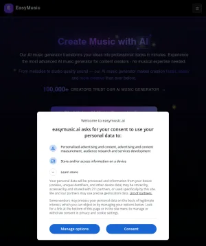 EasyMusic AI Music Generator and Song Creation Software screenshot