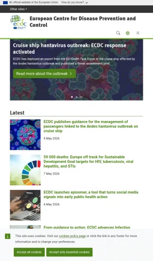 European Centre for Disease Prevention and Control screenshot