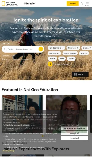 National Geographic Education Resources screenshot