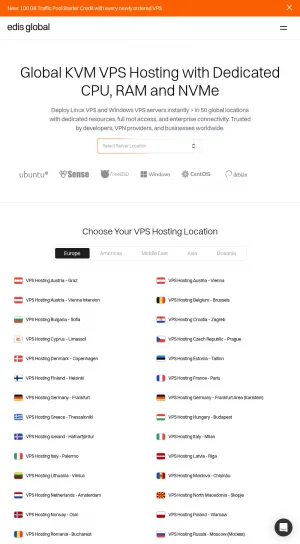 EDIS Global KVM VPS Hosting for Linux and Windows Servers screenshot