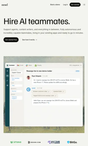 eesel AI: Autonomous AI Teammates for Support and Operations screenshot