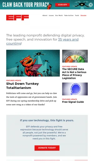 Electronic Frontier Foundation Digital Rights and Privacy Advocacy screenshot
