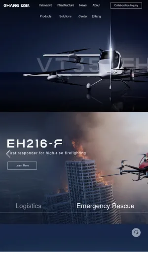 EHang Autonomous Air Mobility and Pilotless eVTOL Solutions screenshot