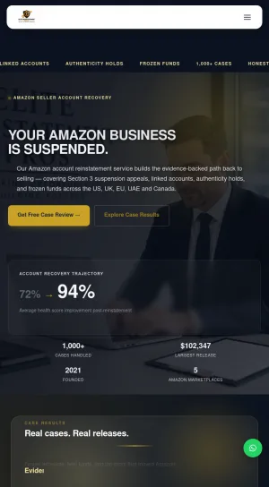 Amazon Account Reinstatement and Funds Recovery Service screenshot
