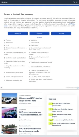 Electrive: Electric Mobility and EV Industry News screenshot