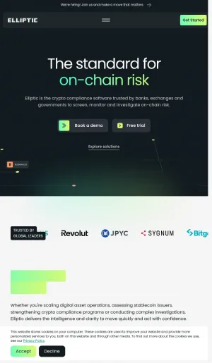 Elliptic Blockchain Analytics and Crypto Compliance Software screenshot