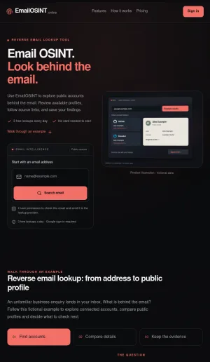 Email OSINT Reverse Lookup Tool screenshot
