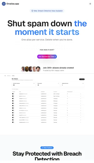 Emalias Secure Email Aliases and Privacy Protection screenshot