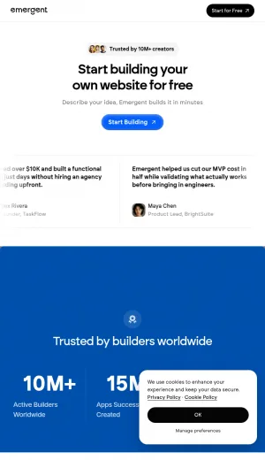 Emergent AI App Builder for Web and Mobile Apps screenshot