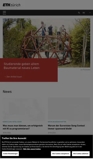 ETH Zurich University of Science and Technology screenshot