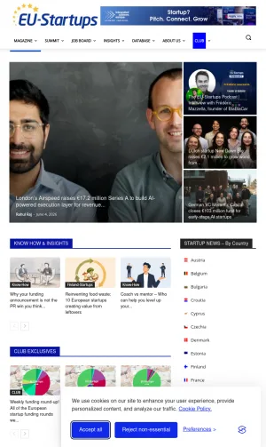 EU Startups News and Funding Magazine screenshot