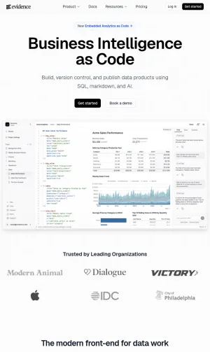 Evidence Business Intelligence as Code Platform screenshot