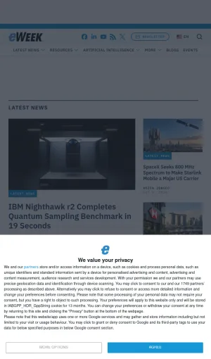 eWeek Enterprise Technology News screenshot