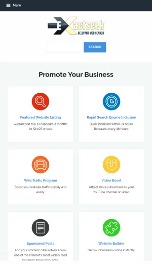 ExactSeek Web Search and Website Listing Service screenshot