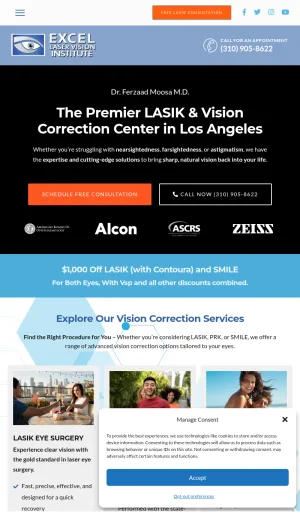 Excel Laser Vision Institute Los Angeles and Orange County screenshot