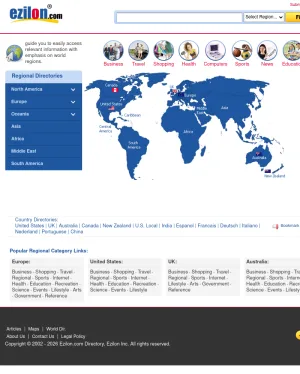 Ezilon Regional Web Directory screenshot